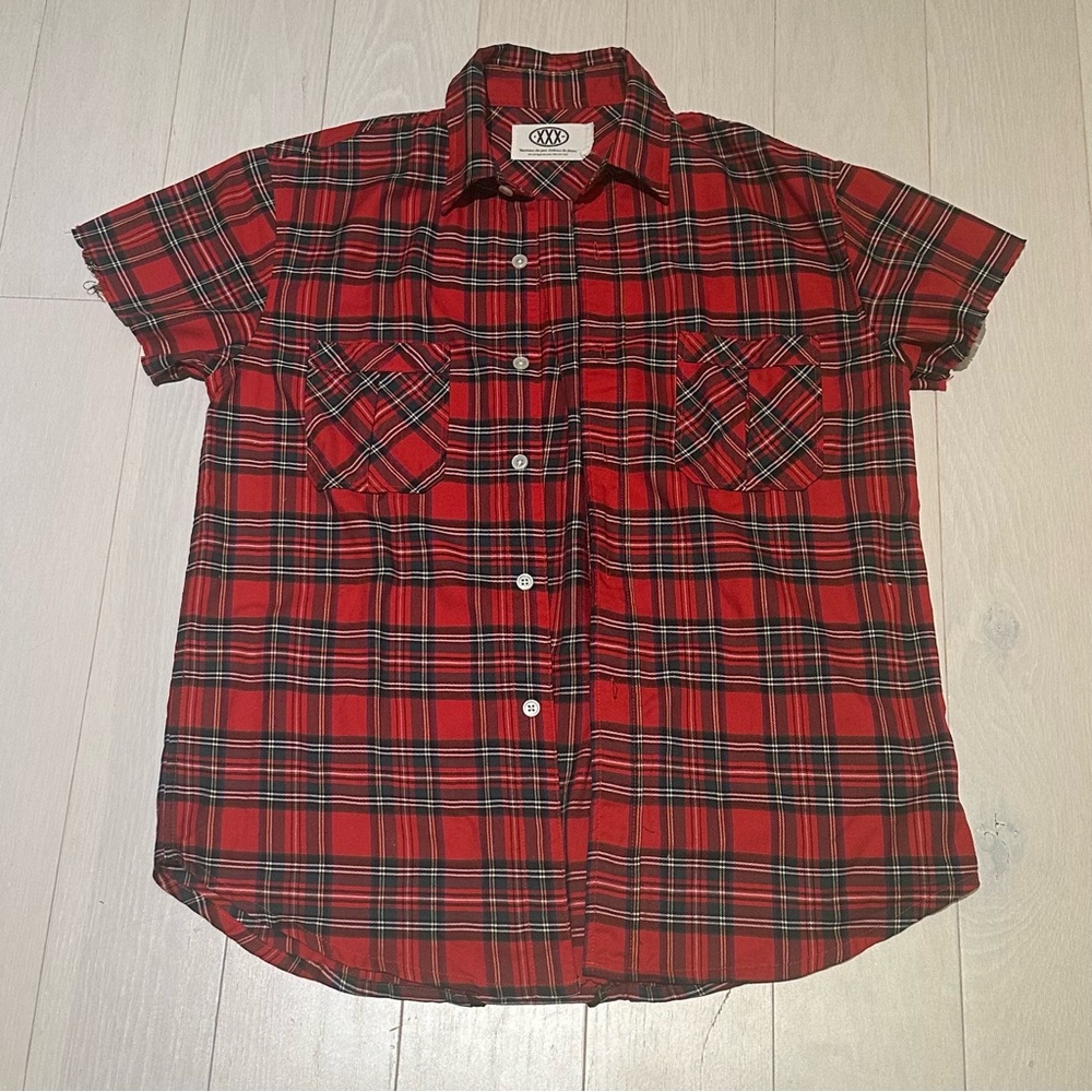 Red Plaid Short Sleeve Shirt